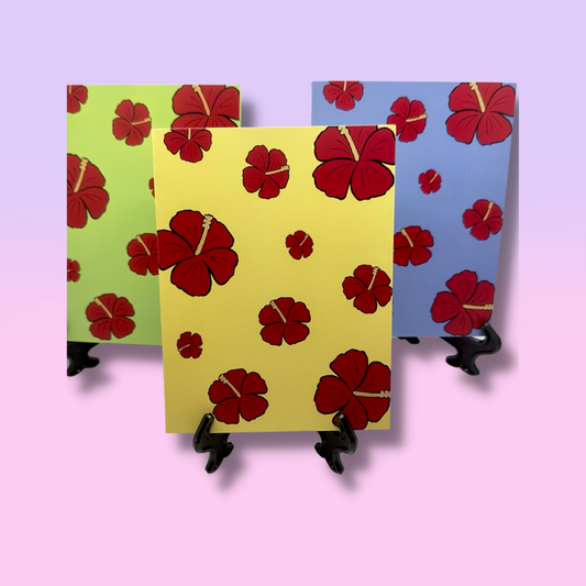 Red Hibiscus Cards Set (3xCards)